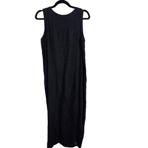 New Palette Vintage Black Linen Maxi Sheath Dress Size S/M